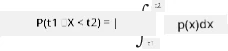 P(t_1\le X<t_2)=\int_{t_1}^{t_2}p(x)dx