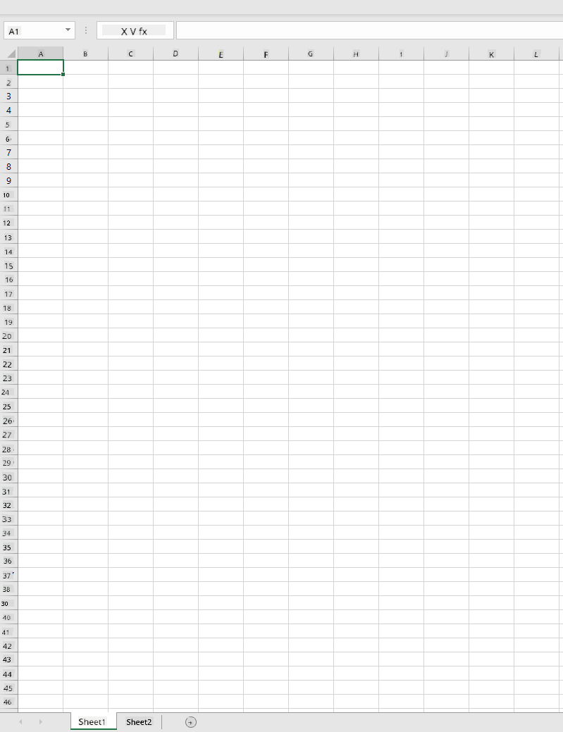 ไฟล์ Microsoft Excel ว่างเปล่าที่มีสองแผ่นงาน
