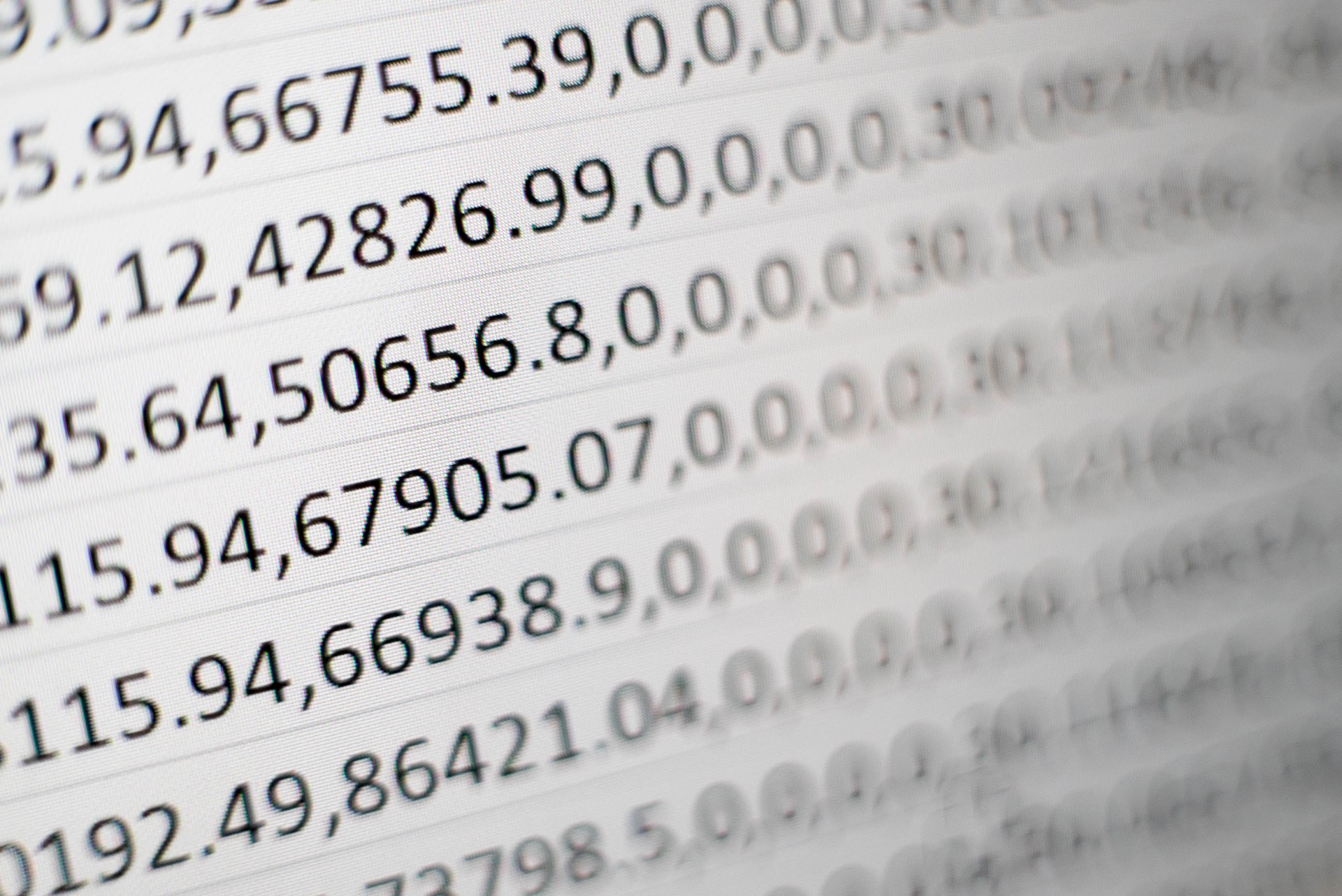 Image of numerical data, also known as quantitative data