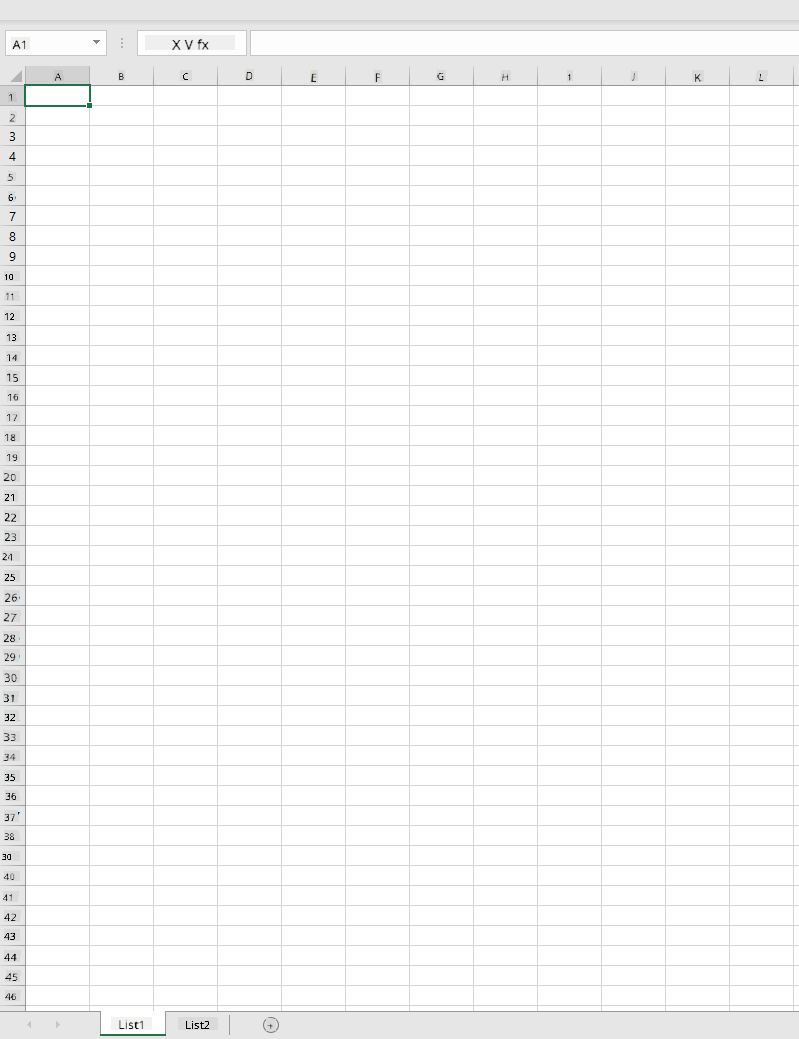 Prázdný pracovní sešit Microsoft Excel se dvěma listy