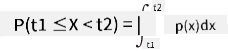P(t_1\le X<t_2)=\int_{t_1}^{t_2}p(x)dx