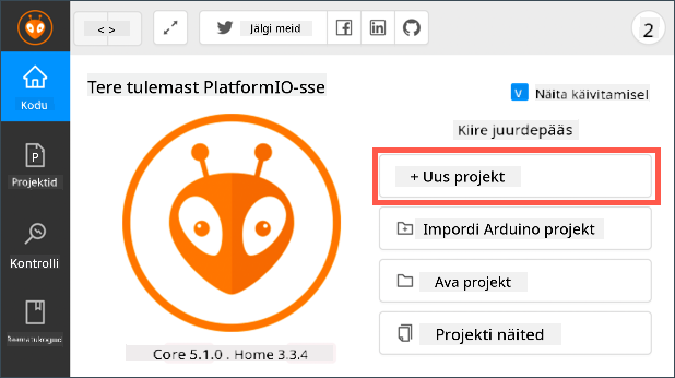 Uue projekti nupp
