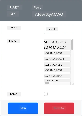 GPS-andur, millel on määratud NMEA laused