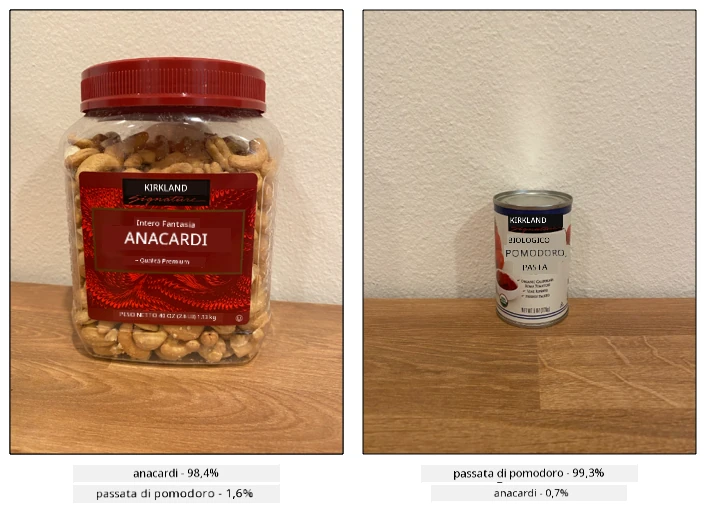 Classificazione di immagini di anacardi e concentrato di pomodoro