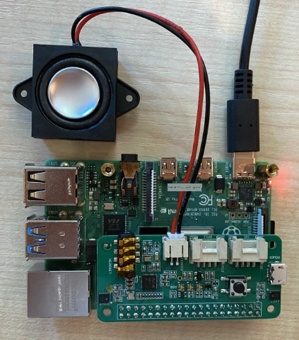 A raspberry pi with a ReSpeaker hat