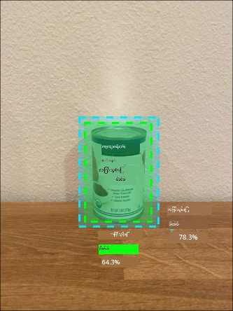 Tomato paste ကန်တစ်ခုကို overlap လုပ်ထားသော bounding boxes နှစ်ခု