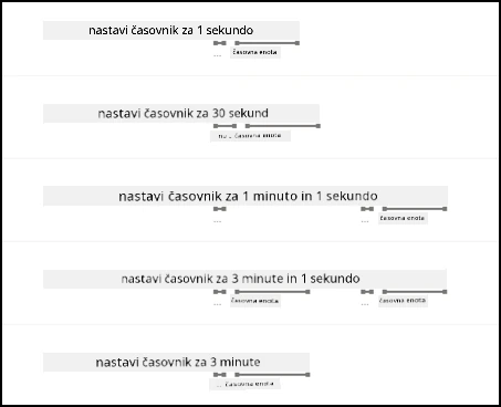 Primeri z označenimi številkami in časovnimi enotami