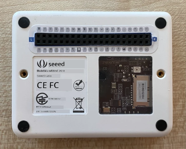 The wio terminal with the GPIO pin sticker on
