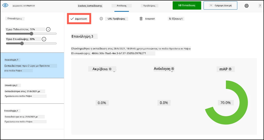 Το κουμπί δημοσίευσης