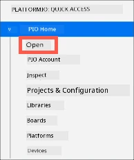 The Platform IO open option