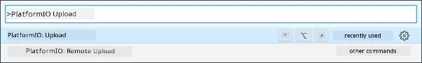 The PlatformIO upload option in the command palette