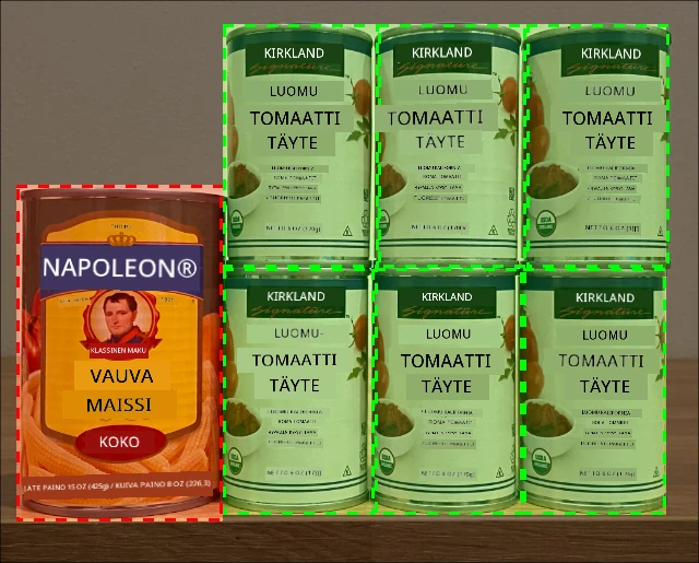 Väärä maissipurkki tomaattipyreen hyllyllä