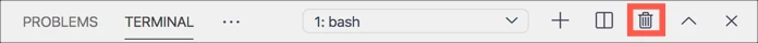 VS Code Kill the active terminal instance बटन