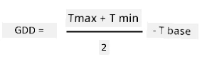 GDD = T max + T min ಹೊತ್ತು 2ರಿಂದ ಭಾಗಿಸಿದ, ಈ ಎಲ್ಲಾ ಸೂಕ್ತ T base ಕ್ಕೆ ಕಡಿತ ಮಾಡುವುದು