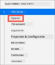 De PlatformIO-openoptie