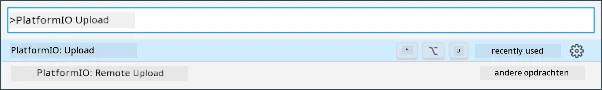 De PlatformIO-uploadoptie in de opdrachtpalet
