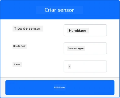 As definições do sensor de humidade