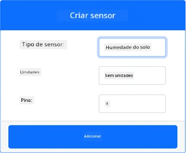 As definições do sensor de humidade do solo