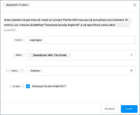 Asistentul de configurare completat