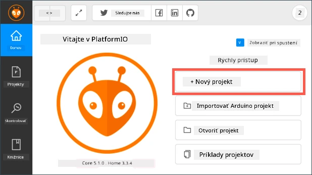 Tlačidlo nového projektu