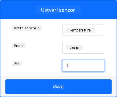 Nastavitve senzorja temperature
