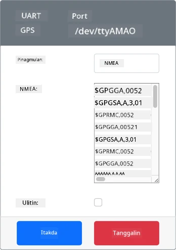 Ang GPS sensor na may NMEA sentences na nakatakda