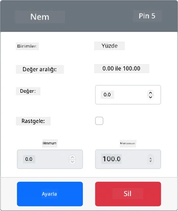 Oluşturulan nem sensörü
