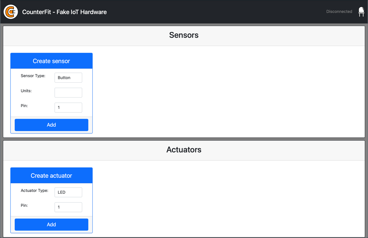 The Counter Fit app running in a browser