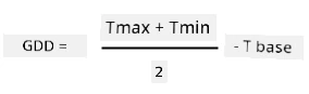 GDD = T max + T min dibagi 2, semua dikurangi T base