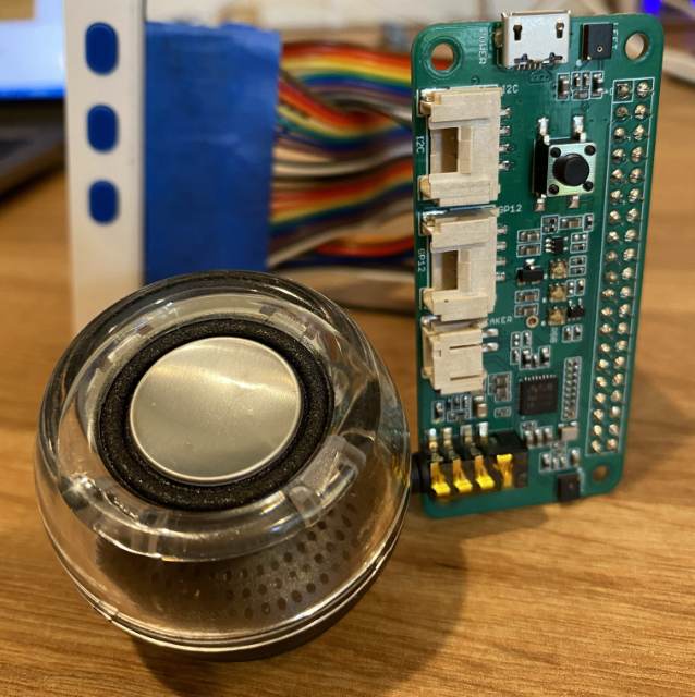 A speaker connected to the ReSpeaker via the 3.5mm jack socket