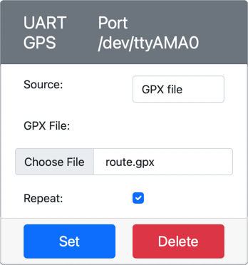 The GPS sensor with a GPX file set