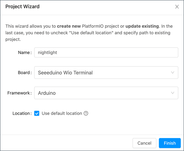 The completed project wizard