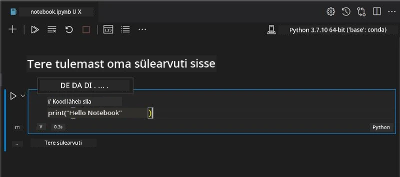 VS Code avatud märkmikuga
