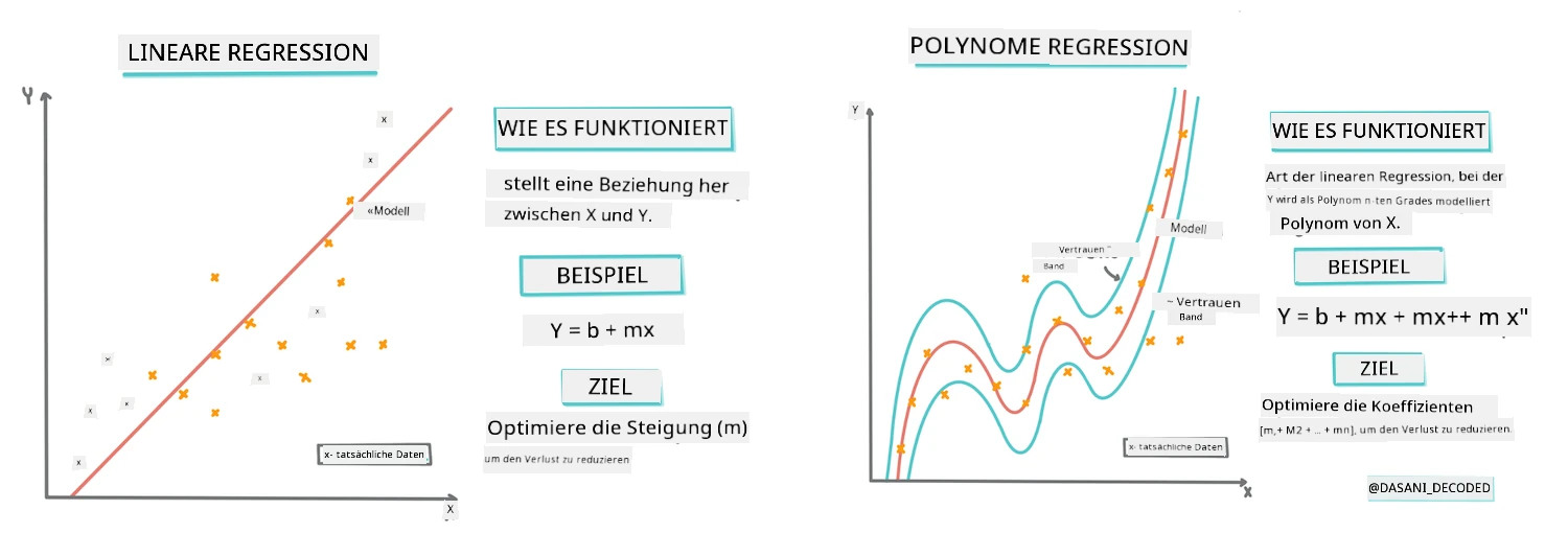 Lineare vs polynomiale Regression Infografik