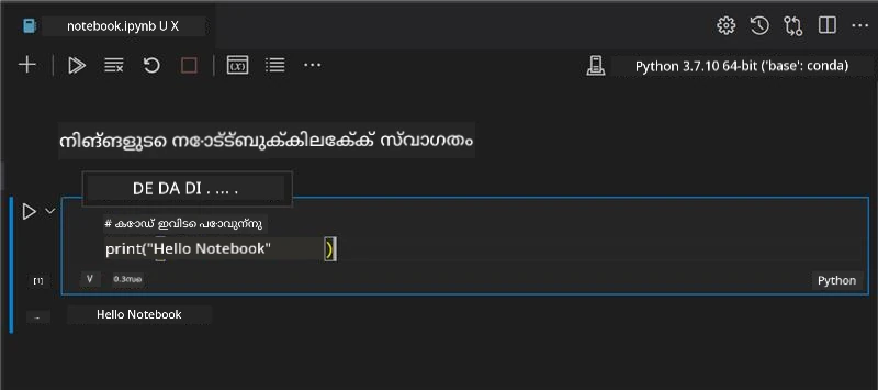VS Code with a notebook open
