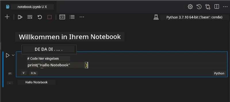 VS Code mit geöffnetem Notebook