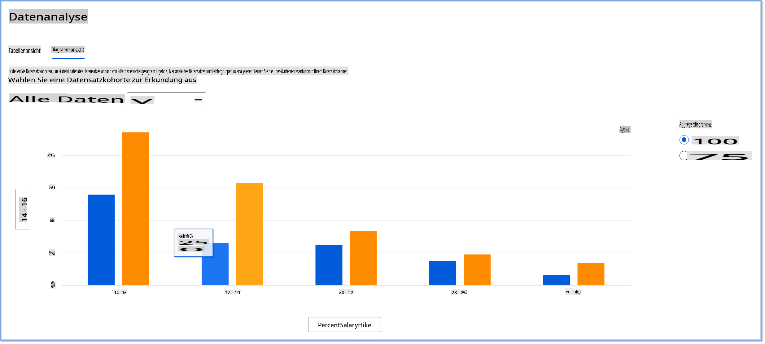 Datenanalyse-Komponente im RAI-Dashboard
