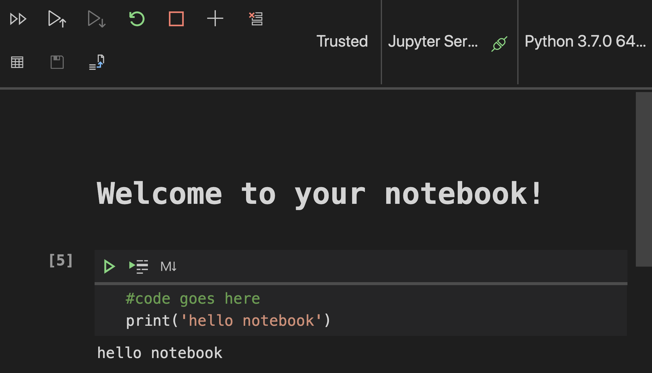 VS Code with a notebook open