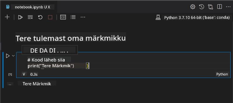 VS Code avatud märkmikuga