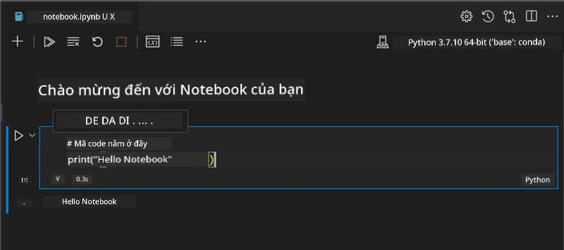 VS Code với notebook đang mở