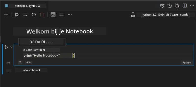 VS Code met een open notebook