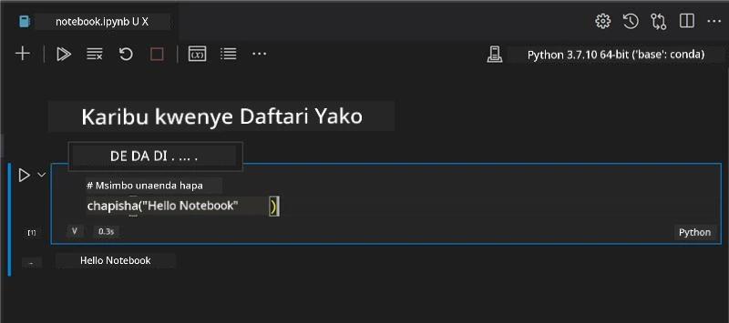 VS Code na daftari wazi