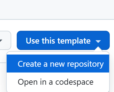 Create from template interface showing the green "Use this template" button