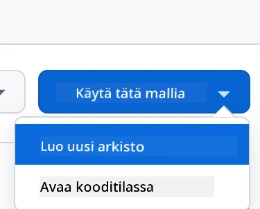Luo mallista -käyttöliittymä, jossa näkyy vihreä "Use this template" -painike