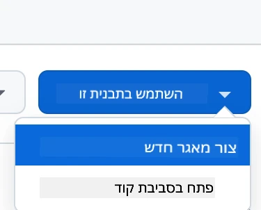 ממשק יצירה מתבנית המציג את כפתור "Use this template" הירוק
