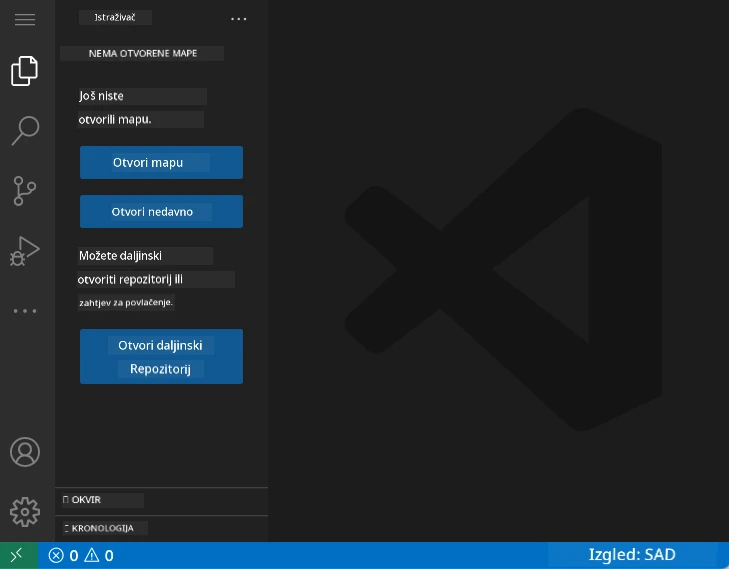 Zadano sučelje VSCode.dev-a