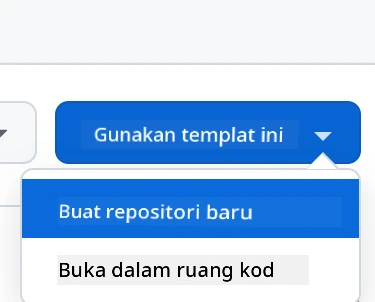 Antara muka cipta dari templat menunjukkan butang hijau "Use this template"