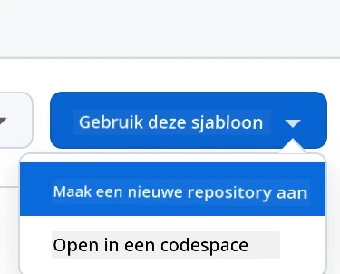 Interface voor het maken van een template met de groene knop "Use this template"