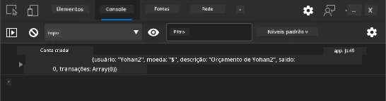 Captura de tela mostrando mensagem de log no console do navegador