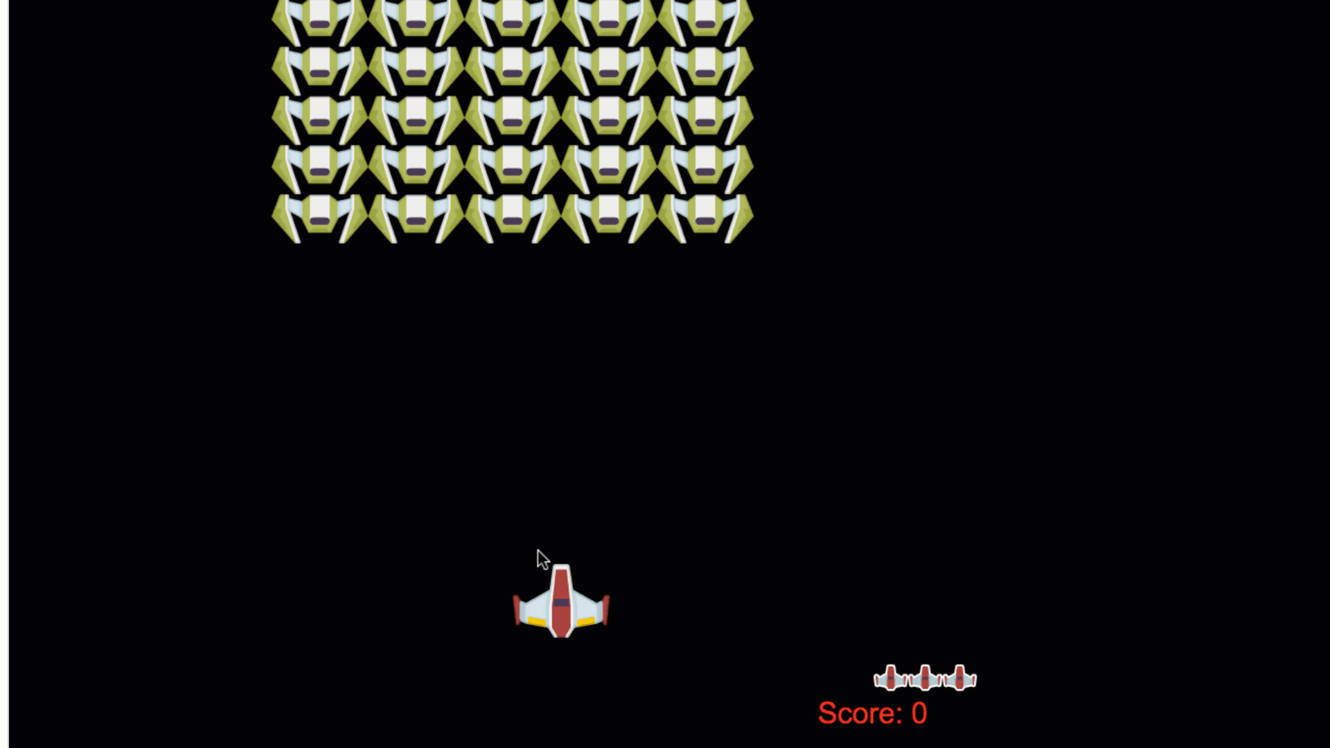 Animação do jogo espacial mostrando a jogabilidade